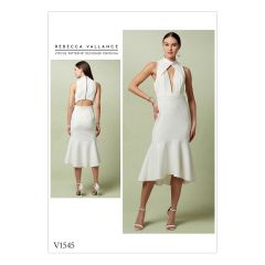 **-Vogue Sewing Pattern V1545-** Misses Lined Flounced Dress with Deep-V Front 6-14 ##-Vogue V1545A5-##