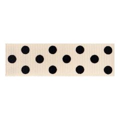 **-Berisfords 15mm Natural/Black Spotty Grosgrain Ribbon (4m spool)-** ##-Berisfords Ribbon C1346115-1-##