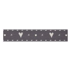 **-Berisfords 15mm Smoked Grey Hearts & Kisses Ribbon (4m spool)-** ##-Berisfords Ribbon C1359215-3-##