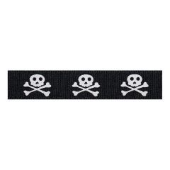 **-Berisfords 15mm Black/White Skull & Bones Halloween Ribbon (4m spool)-** ##-Berisfords Ribbon C1365215-1-##