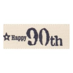 **-Berisfords 15mm Charcoal Special 90th Birthday Ribbon (4m spool)-** ##-Berisfords Ribbon C1387415-10-##