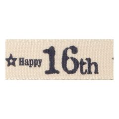 **-Berisfords 15mm Charcoal Special 16th Birthday Ribbon (4m spool)-** ##-Berisfords Ribbon C1387415-1-##