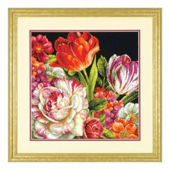 **-Needlepoint: Bouquet On Black-** ##-Dimensions D71-20079-##