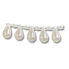 **-Fancy Shape Beaded Pearl Fringing 12mm X 10m Rolls :: Pearl-** ##-Trimits EG451P-##