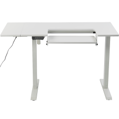 **-Electric Height Adjustable-Sewing/Craft Table White with White Legs-** Side Extension and Adjustable Height Sewing Machine Platform ##-Sewing Online WC1015-##