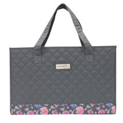 **-Sewing Machine Bag-** Quilted Grey & Pink Floral, Carry Bag for Brother, Singer, Bernina and Most Sewing Machines ##-Everything Mary EVM10143-9-##