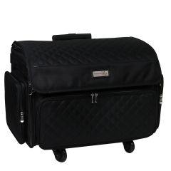 **-XL Sewing Machine Trolley Bag on 4 Wheels-**Black Quilted, 360 degree Rolling Sewing Case, 4 Wheeled Overlocker or Sewing Machine Trolley Bag for Brother, singer and most machines##-Everything Mary EVM12775-1-##