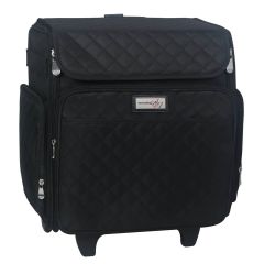 **-Craft Trolley Bag-** Black Quilted, Craft Organiser on Wheels for Sewing, Scrapbooking, Paper Craft and Art, Storage Case for Supplies and Accessories ##-Everything Mary EVM12790-1-##