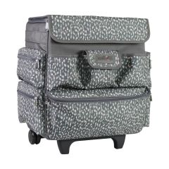 **-Craft Trolley Bag-**Grey and Pink Spot, Papercraft Tote with Wheels for Scrapbook & Art Storage, Organiser Case for Supplies and Accessories##-Everything Mary EVM13339-1-##