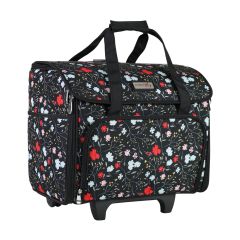 **-Craft Trolley Bag-**Black Floral , Collapsible Papercraft Tote with Wheels for Scrapbook & Art Storage, Organiser Case for Supplies and Accessories##-Everything Mary EVM13345-1-##