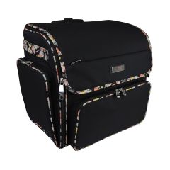 **-Craft Trolley Bag-**Black Floral , Collapsible Papercraft Tote with Wheels for Scrapbook & Art Storage, Organiser Case for Supplies and Accessories##-Everything Mary EVM13657-2-##