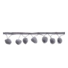 **-Pom Pom Trimming 18m X 20mm :: Grey-** ##-Essential Trimmings ET601-365-##