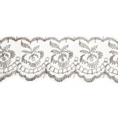 **-Embroidered Lace: 27.4m X 50mm :: Silver-** ##-Essential Trimmings ET430-SLV-##