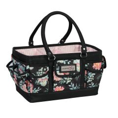 **-Craft Organiser Bag-** Black & Floral, Collapsible Caddy and Tote with Compartments for Sewing, Scrapbooking, Paper Craft and Art ##-Everything Mary EVM12619-5-##