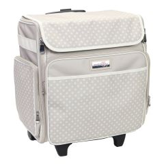 **-Craft Trolley Bag-** Tan Dot, Craft Organiser on Wheels for Sewing, Scrapbooking, Paper Craft and Art, Storage Case for Supplies and Accessories ##-Everything Mary EVM12737-3-##