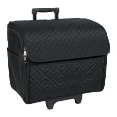**-Sewing Machine Trolley Bag on Wheels-** Black Quilted, Sewing Machine Storage Case for Brother, Singer, Bernina and Most Machines ##-Everything Mary EVM7550-6-##