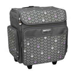 **-Trolley Bag-** Grey/Purple Rolling Tote Bag, 2 Wheel Trolley Bag for Sewing/Crafts ##-Everything Mary EVM12737-11-##