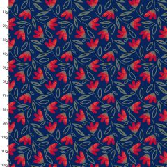 **-Cotton Craft Fabric 110cm wide x 1m Madison Collection-** Red Buds ##-Sewing Online 16516-NVY-##