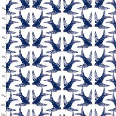 **-Cotton Craft Fabric 110cm wide x 1m Madison Collection-** Swallows ##-Sewing Online 16518-WHT-##