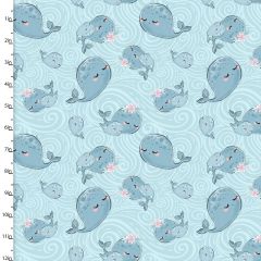 **-Brushed Cotton Craft Fabric 110cm wide x 1m Mommy and Me Collection-** Whales ##-Sewing Online 16533-BLU-##