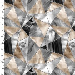 Cotton Craft Fabric 110cmx1m Metallic Fusion Collection - Neutral Stained Glass