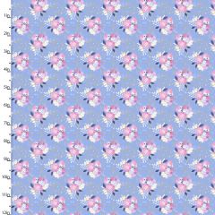 **-Cotton Craft Fabric 110cm wide x 1m Unicorn Utopia Collection-** Flowers ##-Sewing Online 16571-BLU-##