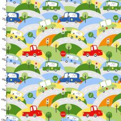 **-Cotton Craft Fabric 110cm wide x 1m Drivers Wanted Flannel Collection-Curve Ahead-** ##-Sewing Online 16782-MULTI-##