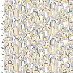 **-Cotton Craft Fabric 110cm wide x 1m Small & Mighty Flannel Collection-Rainbows-** ##-Sewing Online 17156-WHITE-##