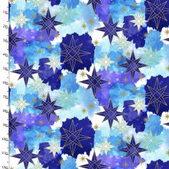 **-Cotton Craft Fabric 110cm wide x 1m Magical Galaxy Metallic Collection-Stars-** ##-Sewing Online 17162-MLT-##