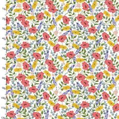 **-Cotton Craft Fabric 110cm wide x 1m Feed The Bees Collection-Floral-** ##-Sewing Online 17214-WHT-##