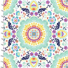 **-Cotton Craft Fabric 110cm wide x 1m Summer Song Collection-Tile-** ##-Sewing Online 17263-WHITE-##