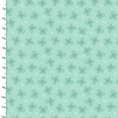 **-Cotton Craft Fabric 110cm wide x 1m Summer Song Collection-Mint Butterfly-** ##-Sewing Online 17264-MINT-##