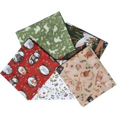 **-Cosy Forest Design Fat Quarter Bundle-Pack of 5 Cotton Fat Quarters-** ##-Sewing Online FE0134-##