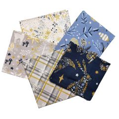 **-Majestic Winter Design Fat Quarter Bundle-Pack of 5 Cotton Fat Quarters-** ##-Sewing Online FE0139-##