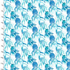 **-Cotton Craft Fabric 110cm wide x 1m Sandsational Collection-Jellyfish Swarm-** ##-Sewing Online 22929-WHT-##