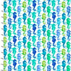 **-Cotton Craft Fabric 110cm wide x 1m Sandsational Collection-Sea Horsing Around-** ##-Sewing Online 22935-TRQ-##