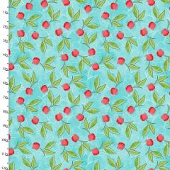 **-Cotton Craft Fabric 110cm wide x 1m Sweet Summertime Collection-Cherries Galore-** ##-Sewing Online 22952-TURQ-##