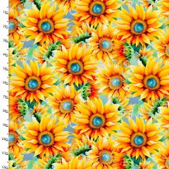 **-Cotton Craft Fabric 110cm wide x 1m Hummingbird Bouquet Collection-Sunflower Jewels-** ##-Sewing Online 22957-YLW-##