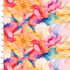 **-Cotton Craft Fabric 110cm wide x 1m Hummingbird Bouquet Collection-Watercolour Swirls-** ##-Sewing Online 22958-MLT-##