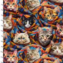 **-Cotton Craft Fabric 110cm wide x 1m Purrfectly Playful Collection-Purrfect Purrito-** ##-Sewing Online 22963-MLT-##
