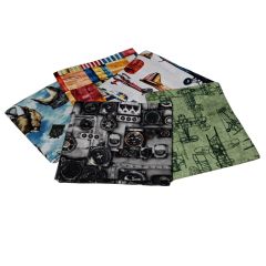 **-First In Flight Design Fat Quarter Bundle -Pack of 5 Cotton Fat Quarters-** ##-Sewing Online FE0152-##