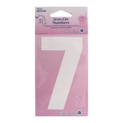 **-Hemline Iron-On Number 7 Suitable for Sport-** dance and Gym Wear, 10cm, White ##-Hemline H824-10-7W-##