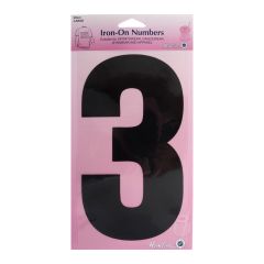 **-Hemline Iron-On Number 3 Suitable for Sport-** dance and Gym Wear, 20cm, Black ##-Hemline H824-20-3B-##