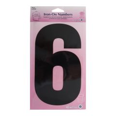 **-Hemline Iron-On Number 6 Suitable for Sport-** dance and Gym Wear, 20cm, Black ##-Hemline H824-20-6B-##