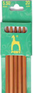 **-Pony P67012-** Bamboo Double Pointed Knitting Needle, 5½mm x 20cm, 5 pack ##-Pony P67012-##