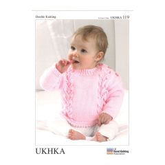 **-UKHKA Cardigan-** Sweater and Hat Pattern, Double Kniting, Prem-1 Yr ##-UK Home Knitting Association UKHKA-119-##