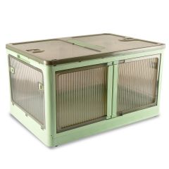 **-Plastic Folding Storage Box on Wheels-** 98l Green Stackable Bins with 5 doors for Craft, Sewing, Home and Office Storage ##-Sew Stylish YN8888-Green-##