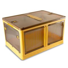 **-Plastic Folding Storage Box on Wheels-** 98l Yellow Stackable Bins with 5 doors for Craft, Sewing, Home and Office Storage ##-Sew Stylish YN8888-Yellow-##