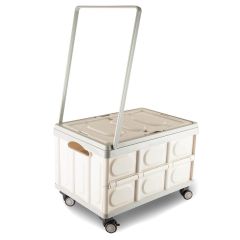 **-Foldable Plastic Trolley on Wheels-** 65L grey collapsible portable cart for sewing, craft, camping and shopping. ##-Sew Stylish YN8890-Grey-##