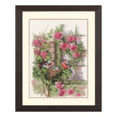 **-Counted Cross Stitch Kit: Nesting Birds in Rambler Rose (Evenweave)-** ##-Lanarte PN-0008020-##
